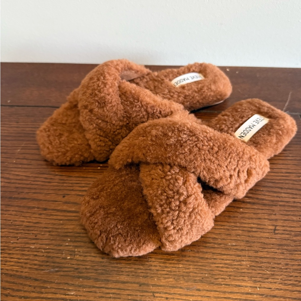 Steve Madden‎ Recovery sandals Brown real fur 6